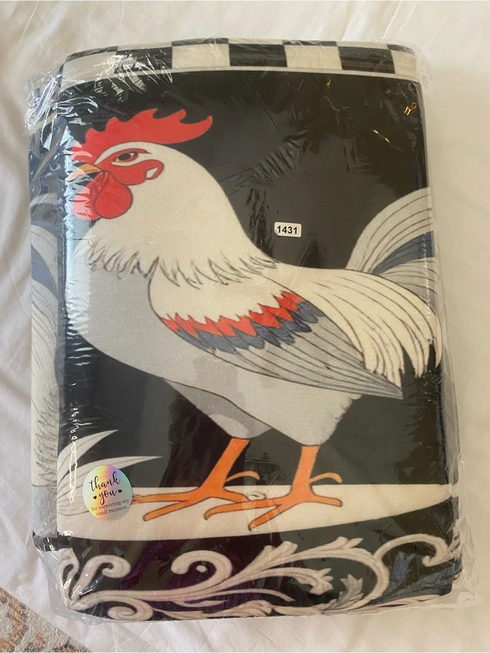 Rooster Accent Door Mat - Black, White & Red